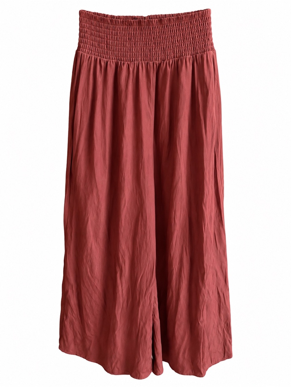 Vero Moda Rust Wide-Leg Smocked Waist Crop Pants Size M